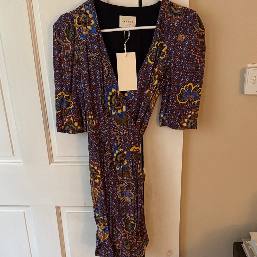 Sezane  Doha Floral Midi Wrap Dress